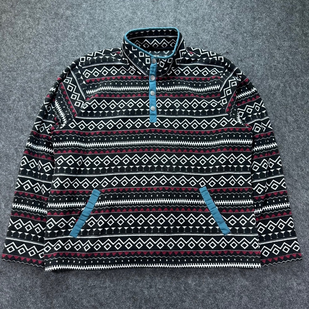 Bonobos Mens Black Geometric Fair Isle Slim Fleece Pullover XXL